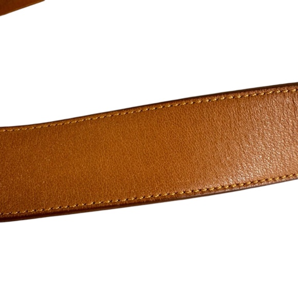 Vintage PIERRE CARDIN Tan Leather Gold Logo Buckle Unisex Belt Size 30